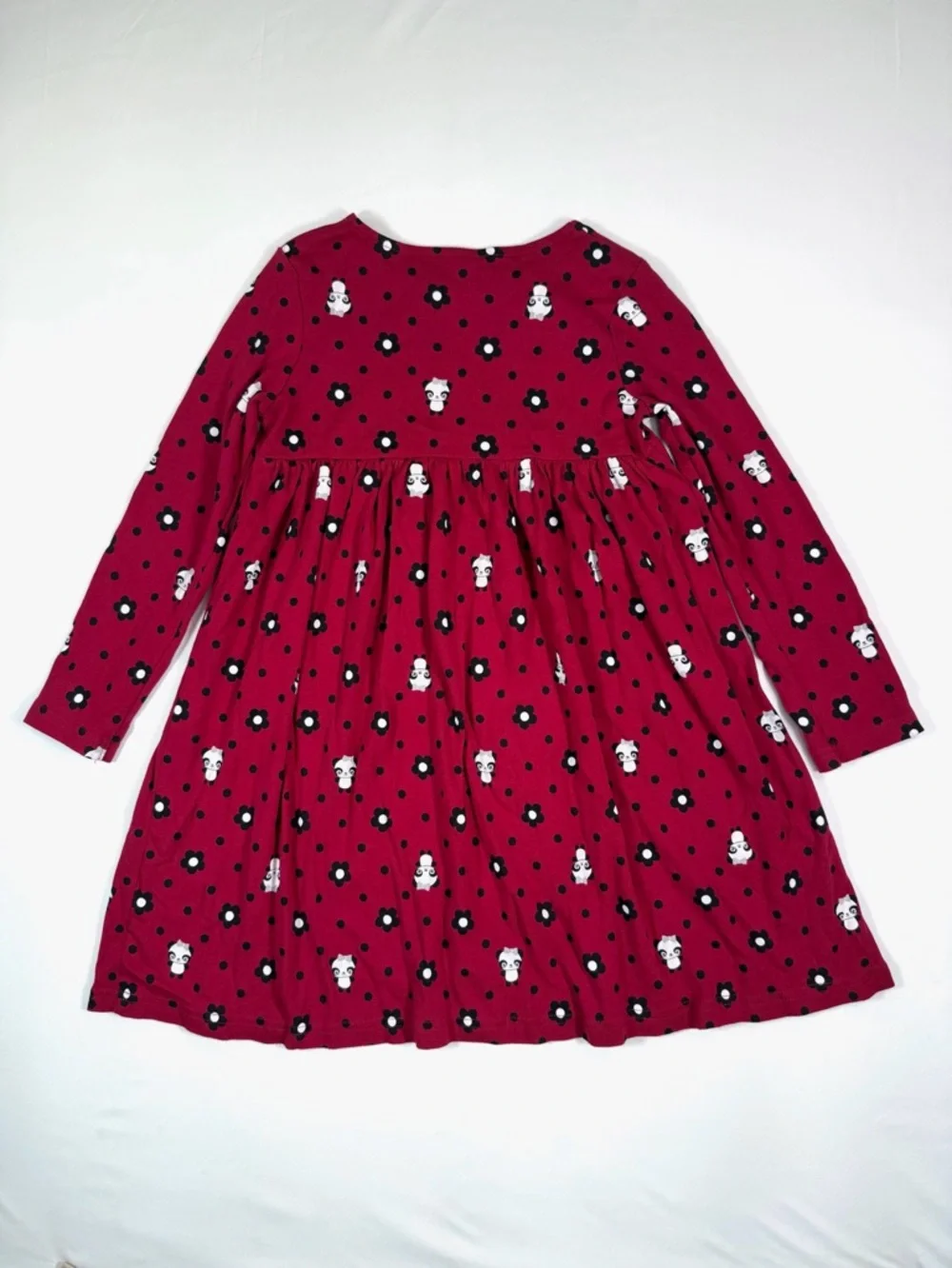 GYMBOREE‎ Girls Floral Panda Dress Size 7 Long Sleeve Cotton Skater Style 2009
